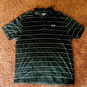 Under Armour Striped Polo; HeatGear.  XL.
